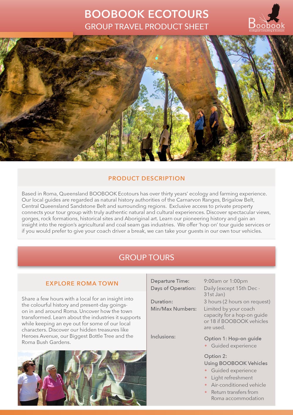 BOOBOOK Ecotours product sheet preview