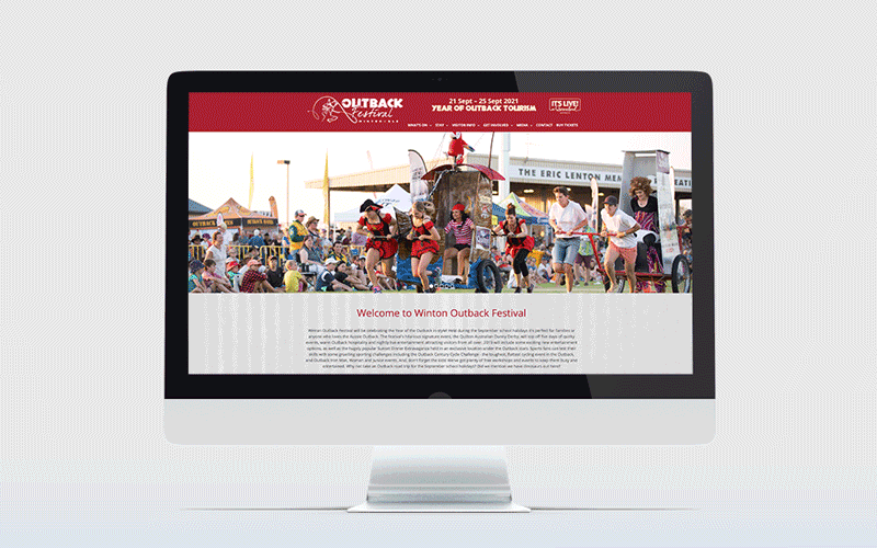 outback festival scrolling website gif on iMac