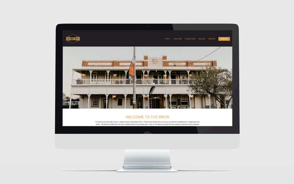 Scrolling The Brick Hotel website homepage