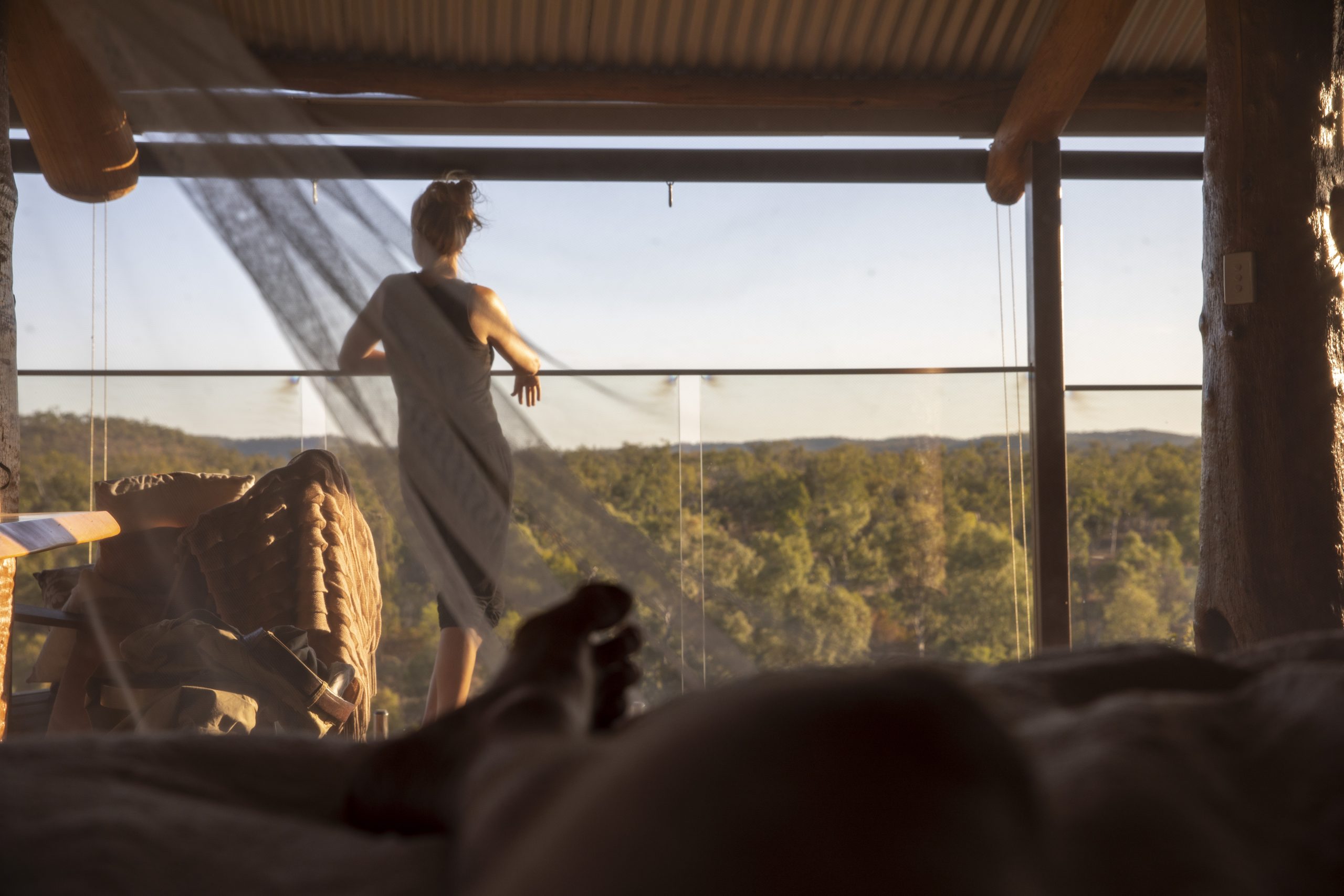 Woman looking out to view from Gilberton